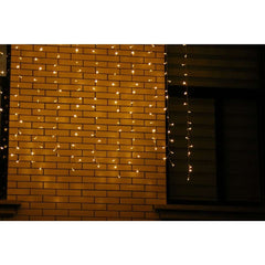 Instalatie de Craciun Kadeny® Tip Perdea, 8 jocuri de lumini cu transformator, 8m x 2m, 960 LED-uri, Interconectabila, Fir Transparent, Alb Cald