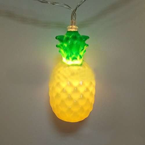 Instalatie de Craciun, Kaveny®, Tip Sir cu Baterii, 1.5 m, 10 LED-uri, Model Ananas, Galben