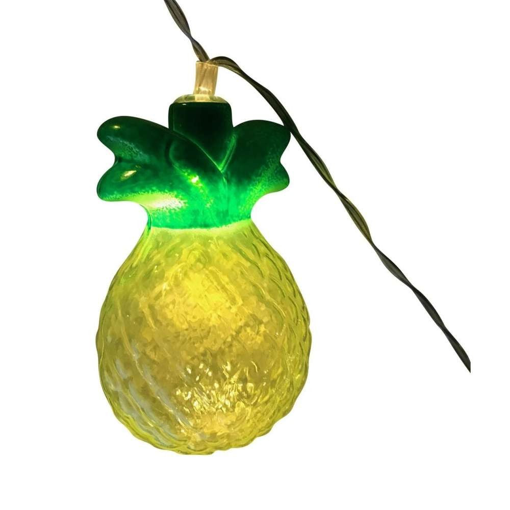 Instalatie de Craciun, Kaveny®, Tip Sir cu Baterii, 1.5 m, 10 LED-uri, Model Ananas, Galben