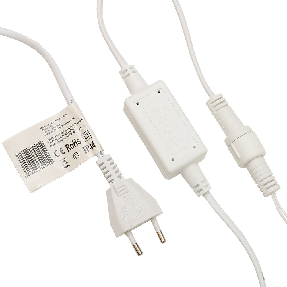 Instalatie de Craciun, Premium Kadeny®, Tip Franjuri cu Flash, 6 m, 180 LED-uri, Alb Cald, Interconectabila