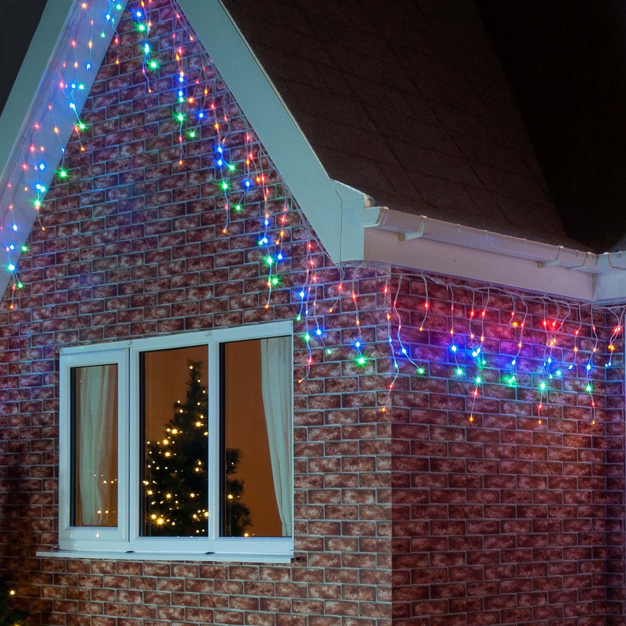 Instalatie de Craciun, Premium Kadeny®, Tip Franjuri cu Flash, 8 m, 252 LED-uri, Multicolor, Interconectabila