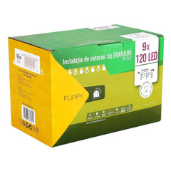 Instalatie de Craciun Premium Kadeny® Tip Franjuri, Flash, cu transformator, 45 m, 1080 LED-uri, Interconectabila, Fir Alb, Alb Rece