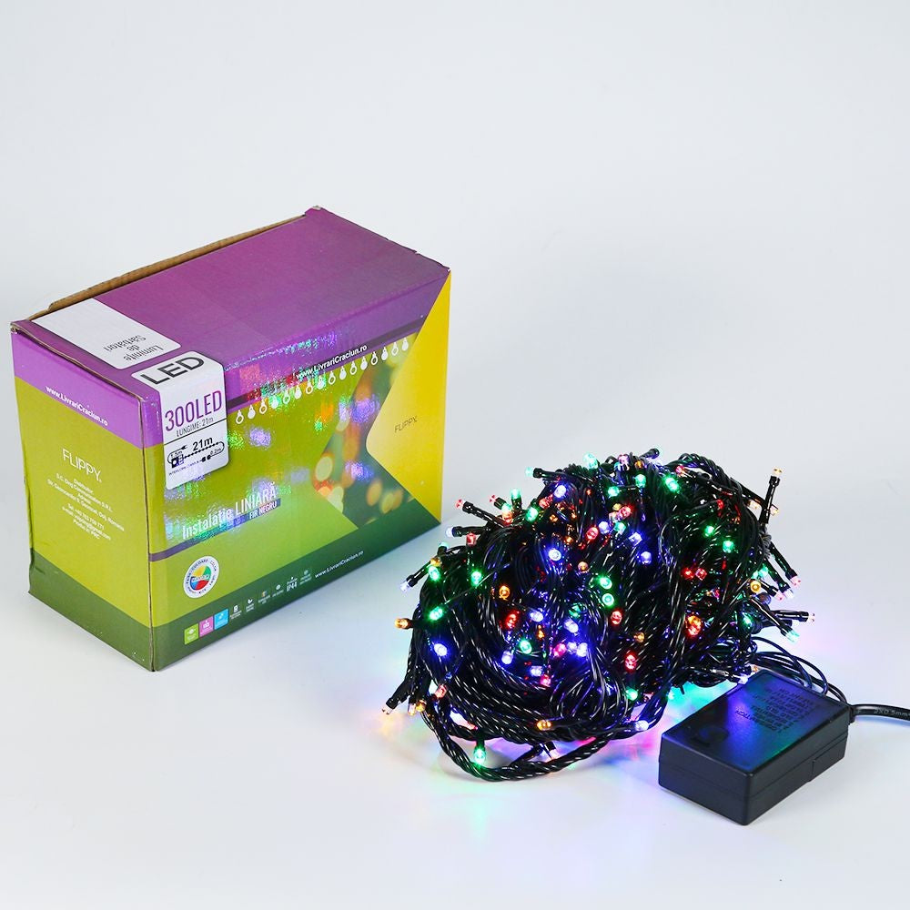 Instalatie de Craciun, Premium Kadeny®, Tip Liniara, 21 m, 300 LED-uri, Interconectabila, Multicolor