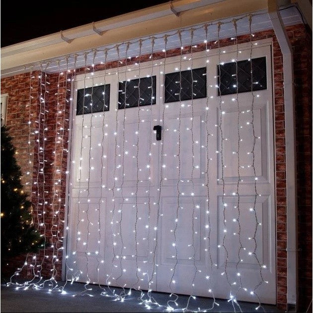 Instalatie de Craciun, Premium Kadeny®, Tip Perdea cu Flash, 8 m x 1 m, 360 LED-uri, Alb Rece, Interconectabila