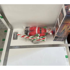 Instalatie LED de Craciun, Kadeny, cu Accesorii, Lumina Calda, Lungime 1.5m, 8 Trepte, 120 de Luminite, 8 Moduri, Model Mos Craciun pe Scara, Multicolor