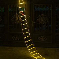 Instalatie LED de Craciun, Kadeny, cu Accesorii, Lumina Calda, Lungime 1.7m, 8 Trepte, 144 de Luminite, 8 Moduri, Model Mos Craciun pe Scara, Multicolor