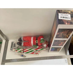 Instalatie LED de Craciun, Kadeny, cu Accesorii, Lumina Calda, Lungime 1 m, 4 Trepte, 72 de Luminite, 8 Moduri, Model Mos Craciun pe Scara  Alb cald