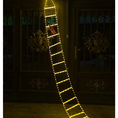Instalatie LED de Craciun, Kadeny, cu Accesorii, Lumina Calda, Lungime 3 m, 16 Trepte, 288 de Luminite, 8 Moduri, Model Mos Craciun pe Scara,  Alb cald