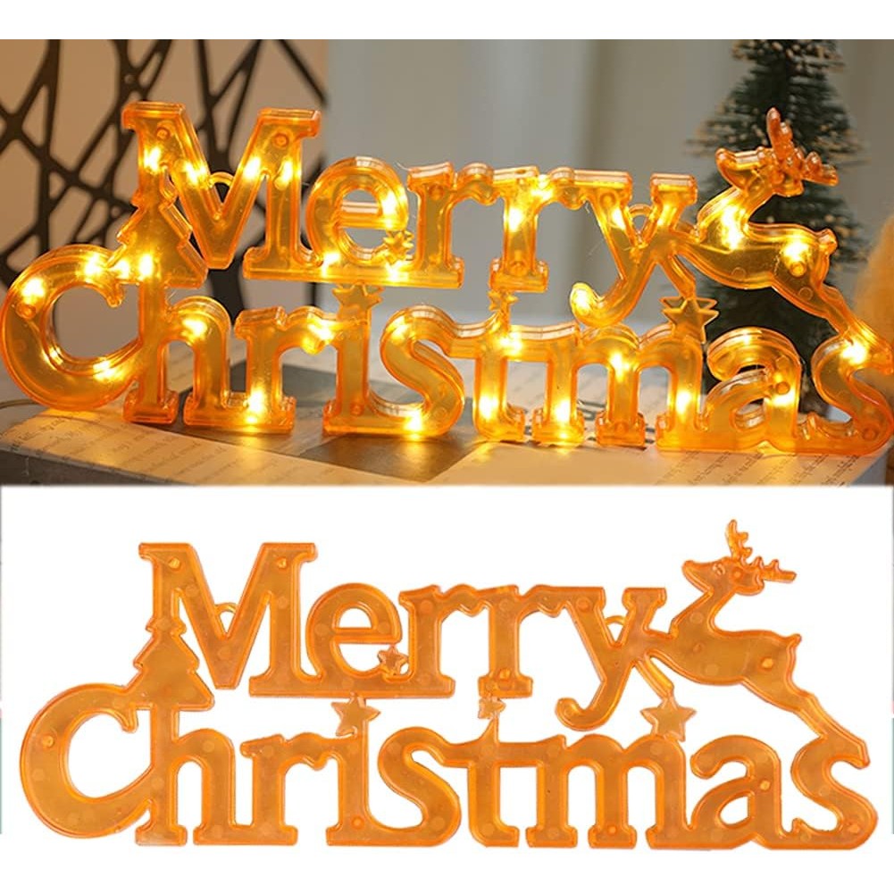 Instalatie LED de Craciun, Kadeny, Litere 3D, Merry Christmas, Lumina Calda, 27.5 x 10.5 x 1.4 cm, Galben