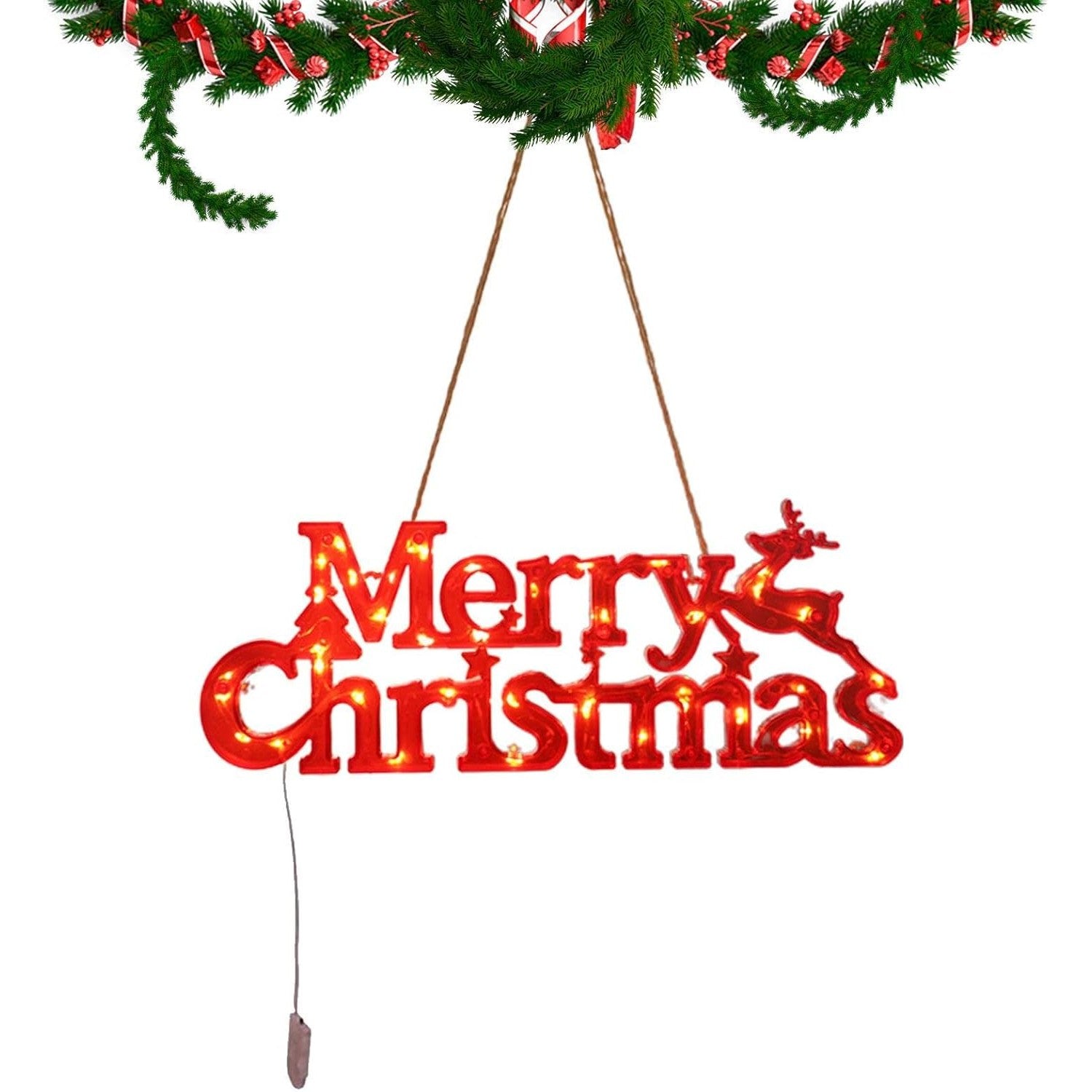 Instalatie LED de Craciun, Kadeny, Litere 3D, Merry Christmas, Lumina Calda, 27.5 x 10.5 x 1.4 cm, Rosu