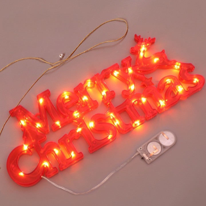 Instalatie LED de Craciun, Kadeny, Litere 3D, Merry Christmas, Lumina Calda, 27.5 x 10.5 x 1.4 cm, Rosu
