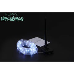 Instalatie luminoasa de Craciun tip furtun luminos, 300 LED-uri, 32 metri lungime, 8 programe, 2 metri prelungitor, sarma din cupru, incarcare solara, alb rece, Kaveny