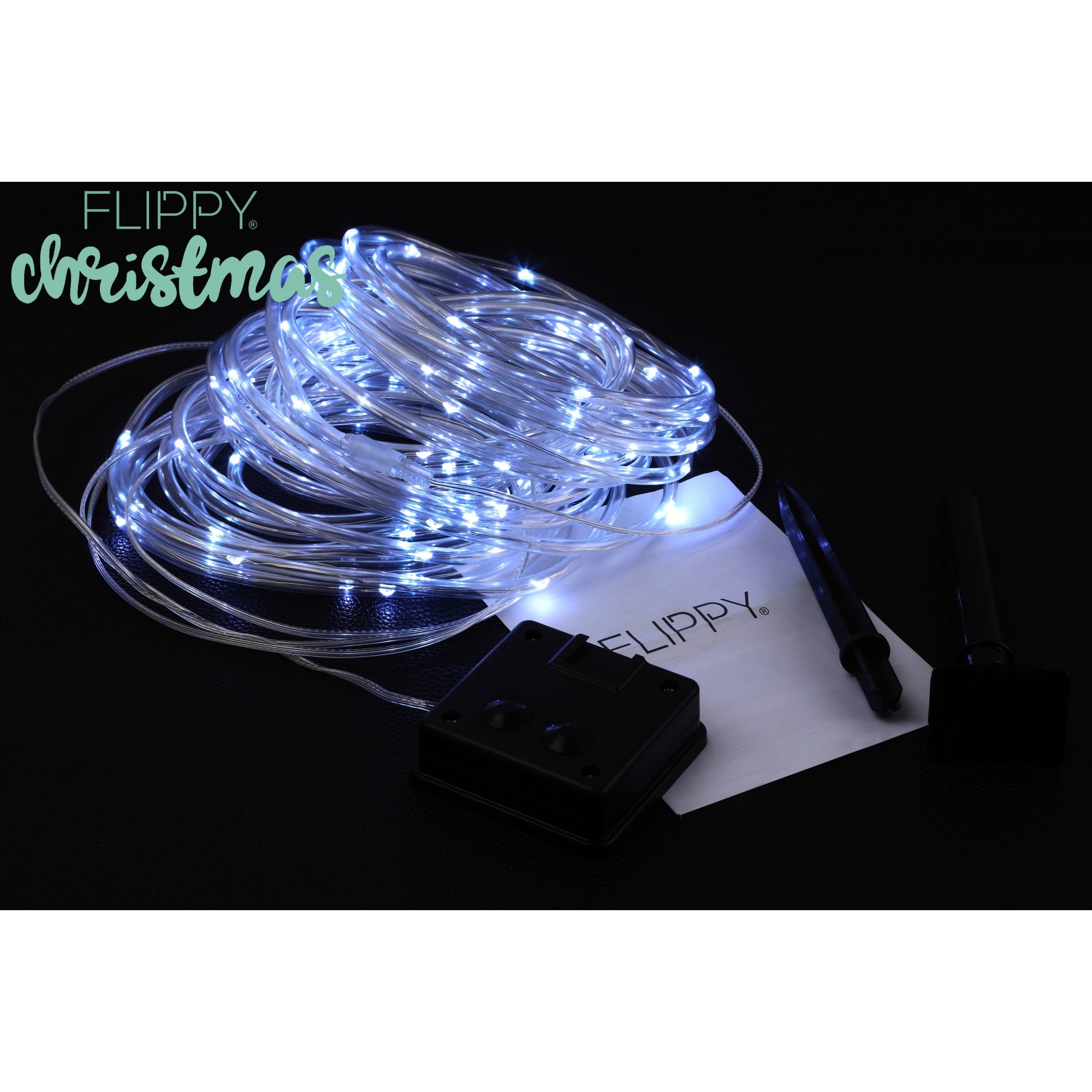 Instalatie luminoasa de Craciun tip furtun luminos, 300 LED-uri, 32 metri lungime, 8 programe, 2 metri prelungitor, sarma din cupru, incarcare solara, alb rece, Kaveny
