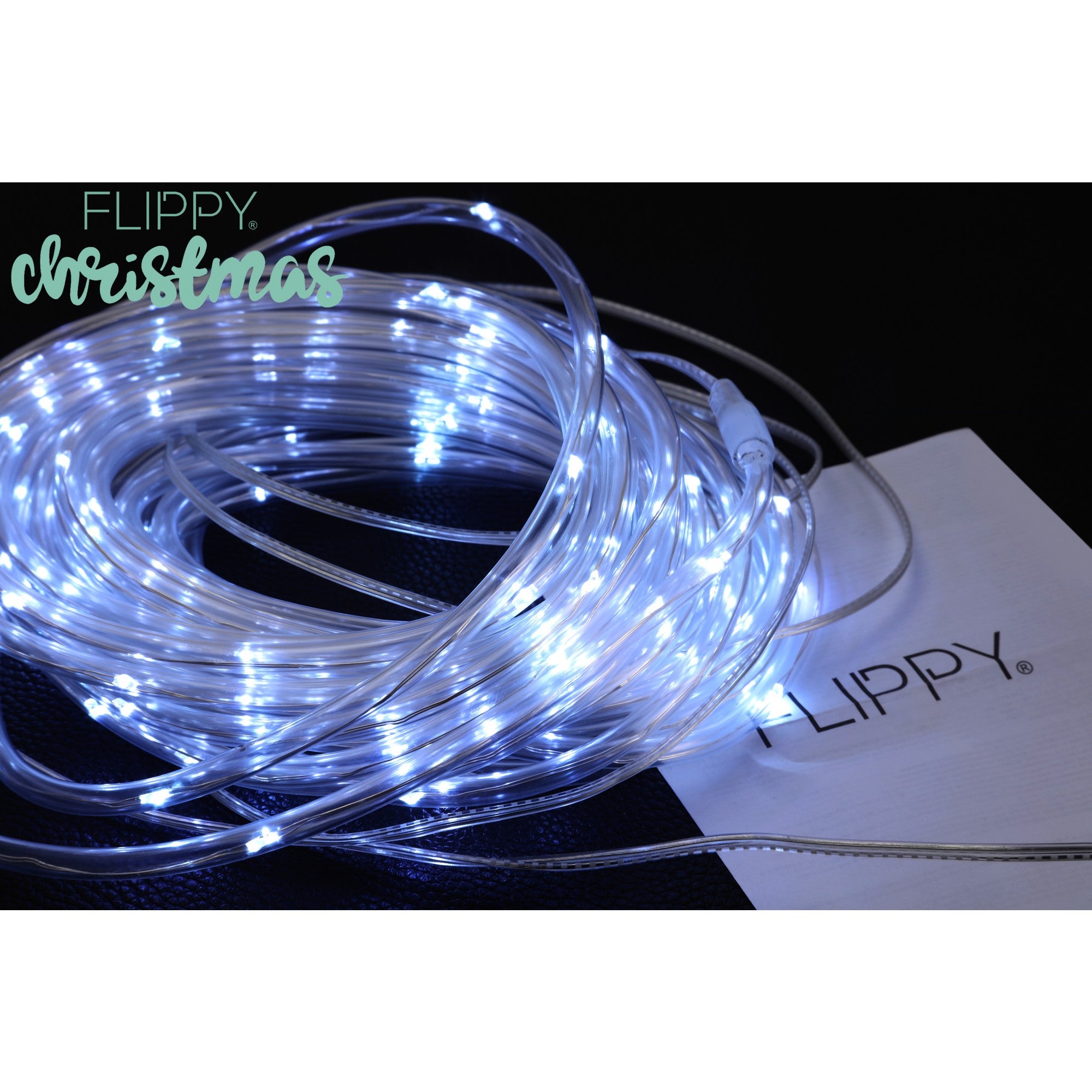 Instalatie luminoasa de Craciun tip furtun luminos, 300 LED-uri, 32 metri lungime, 8 programe, 2 metri prelungitor, sarma din cupru, incarcare solara, alb rece, Kaveny