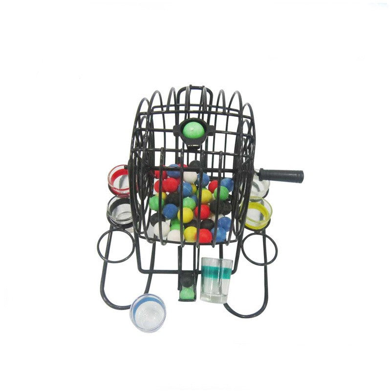 Joc Mini Loterie Kaveny, Bingo, cu Pahare de Shot din Sticla, 20 x 20 x 19 cm, 48 Bile, Negru