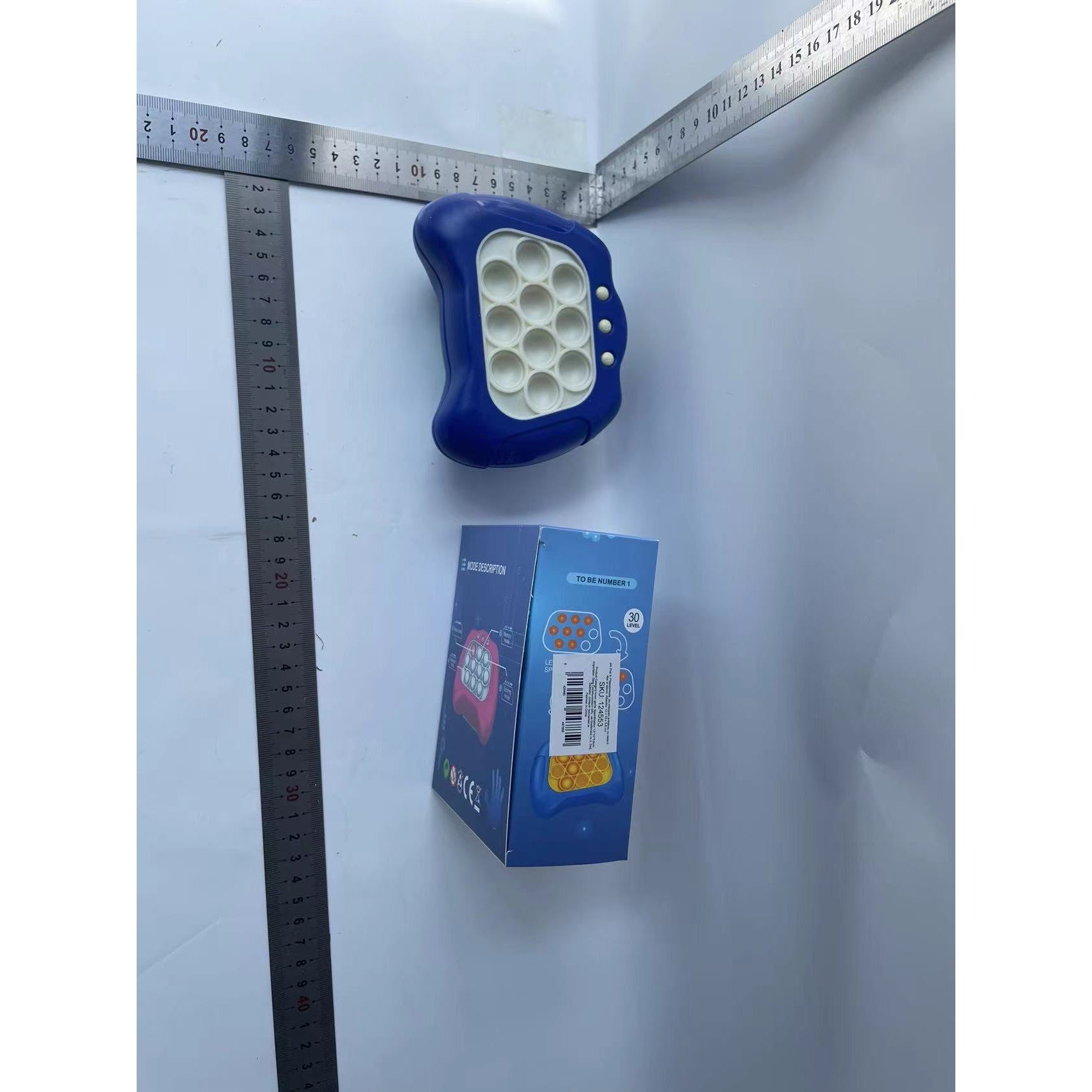 Joc Pop It, Kaveny, consola, joc interactiv, antistres, cu baterii, Abs si silicon, Albastru, 12 x 10 x 5.8 cm