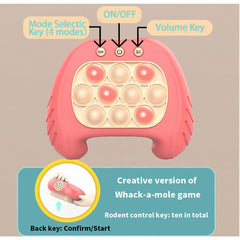 Joc Pop It, Kaveny, consola, joc interactiv, antistres, cu baterii, Abs si silicon, Roz, 12 x 10 x 5.8 cm