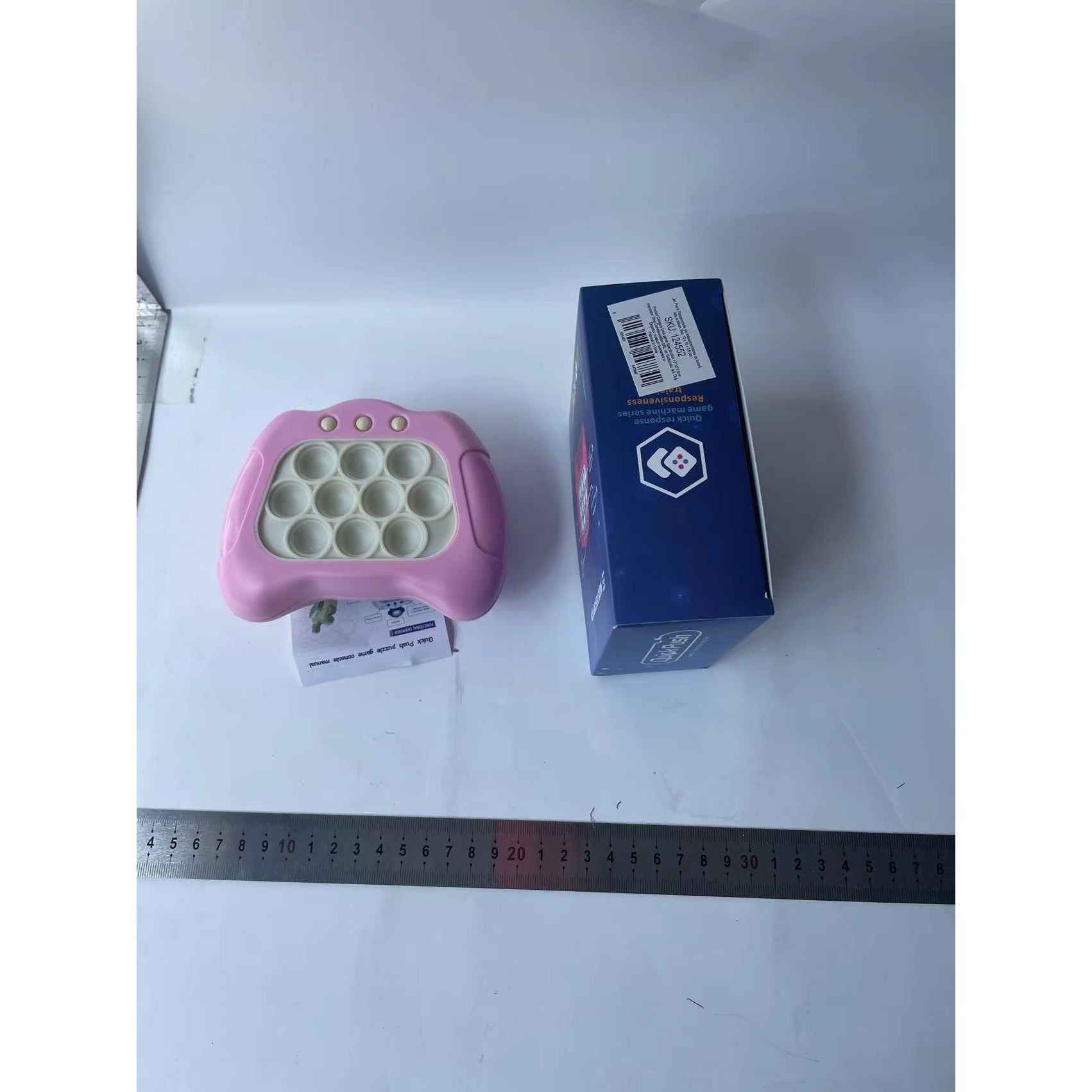 Joc Pop It, Kaveny, consola, joc interactiv, antistres, cu baterii, Abs si silicon, Roz, 12 x 10 x 5.8 cm