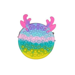 Jucarie antistres din silicon Kaveny, Geanta Pop It, 16 cm, Ren, Macarons