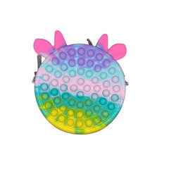 Jucarie antistres din silicon Kaveny, Geanta Pop It, 16 cm, Vacuta, Macarons