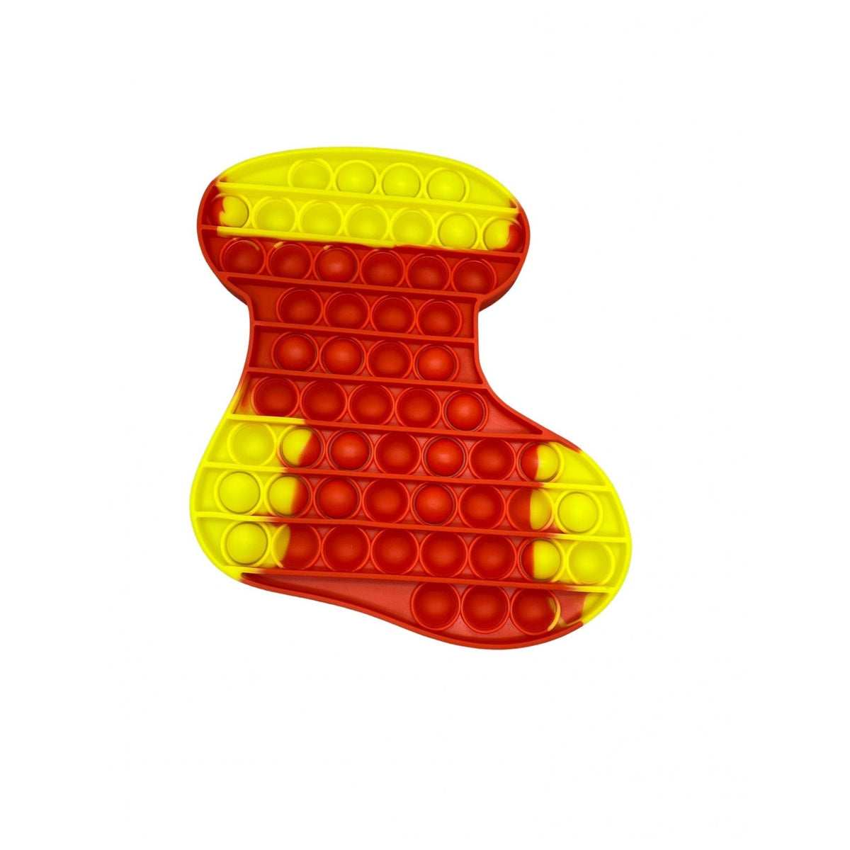 Jucarie antistres din silicon, Kaveny, Pop It Now and Flip It, Ciorap Craciun, Rosu/Galben