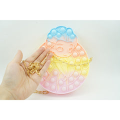 Jucarie antistres din silicon, Kaveny, Pop It Now and Flip It, Geanta de umar, Mica printesa, 16 cm, Macarons