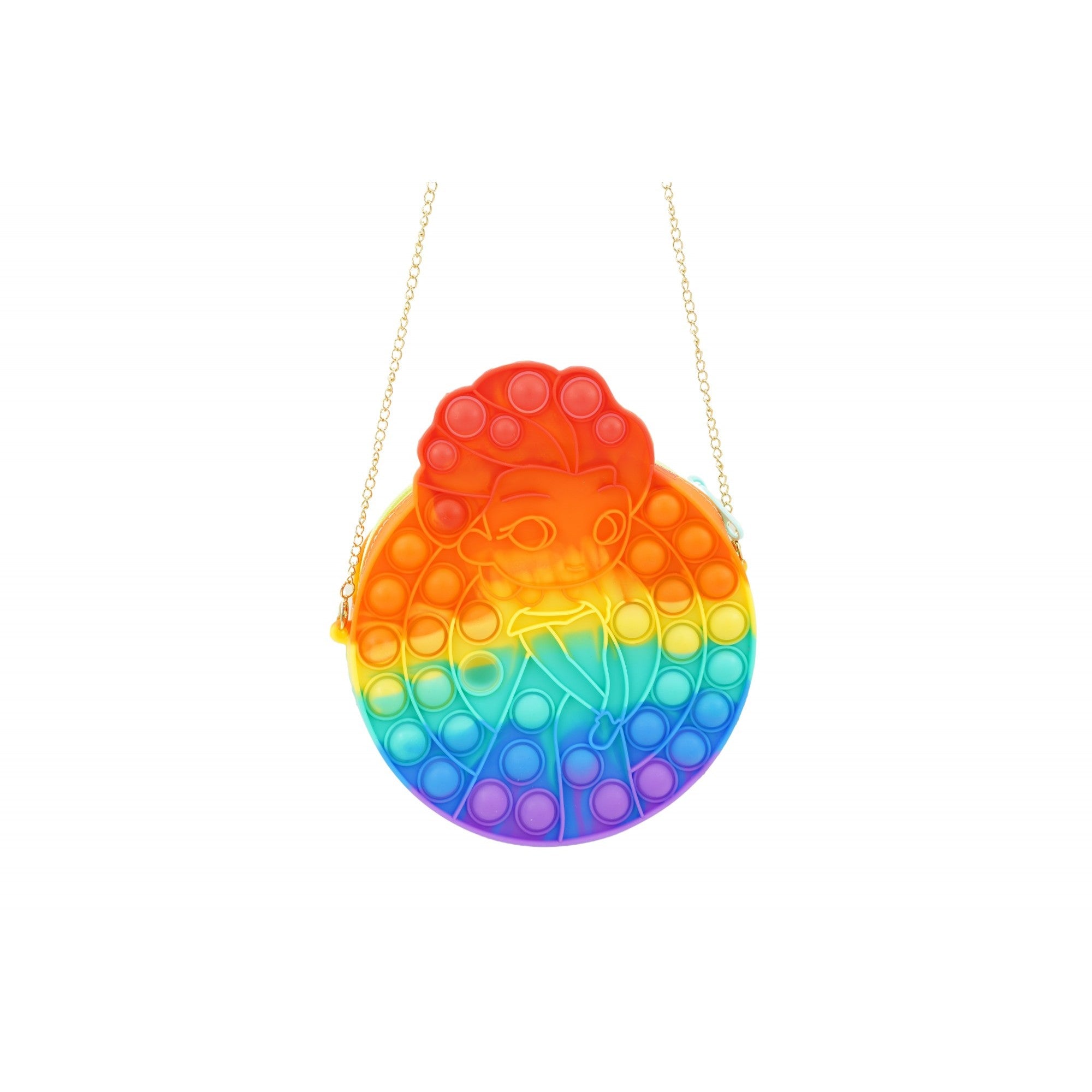 Jucarie antistres din silicon, Kaveny, Pop It Now and Flip It, Geanta de umar, Mica printesa Elsa, Multicolor