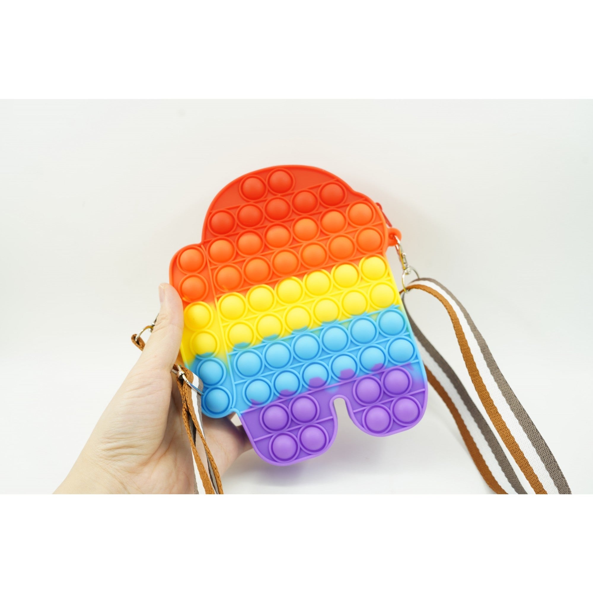 Jucarie antistres din silicon, Kaveny, Pop It Now and Flip It, Geanta mica, Among Us, Multicolor