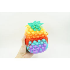 Jucarie antistres din silicon, Kaveny, Pop It Now and Flip It, Geanta mica, Ananas, Multicolor, Model 1