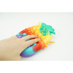 Jucarie antistres din silicon, Kaveny, Pop It Now and Flip It, Geanta mica, Ananas, Multicolor, Model 1