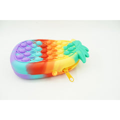 Jucarie antistres din silicon, Kaveny, Pop It Now and Flip It, Geanta mica, Ananas, Multicolor, Model 1