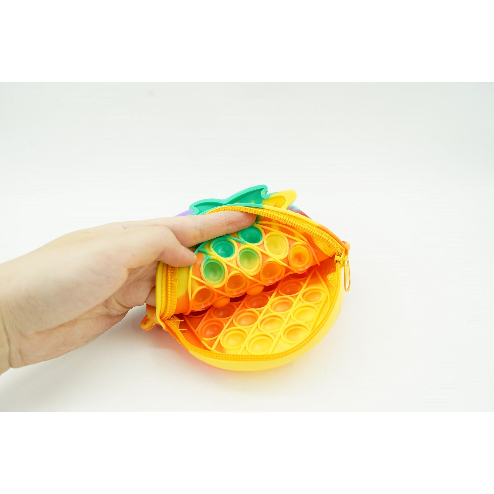 Jucarie antistres din silicon, Kaveny, Pop It Now and Flip It, Geanta mica, Ananas, Multicolor, Model 1