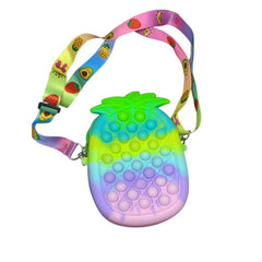 Jucarie antistres din silicon, Kaveny, Pop It Now and Flip It, Geanta mica, Ananas, Multicolor, Model 3