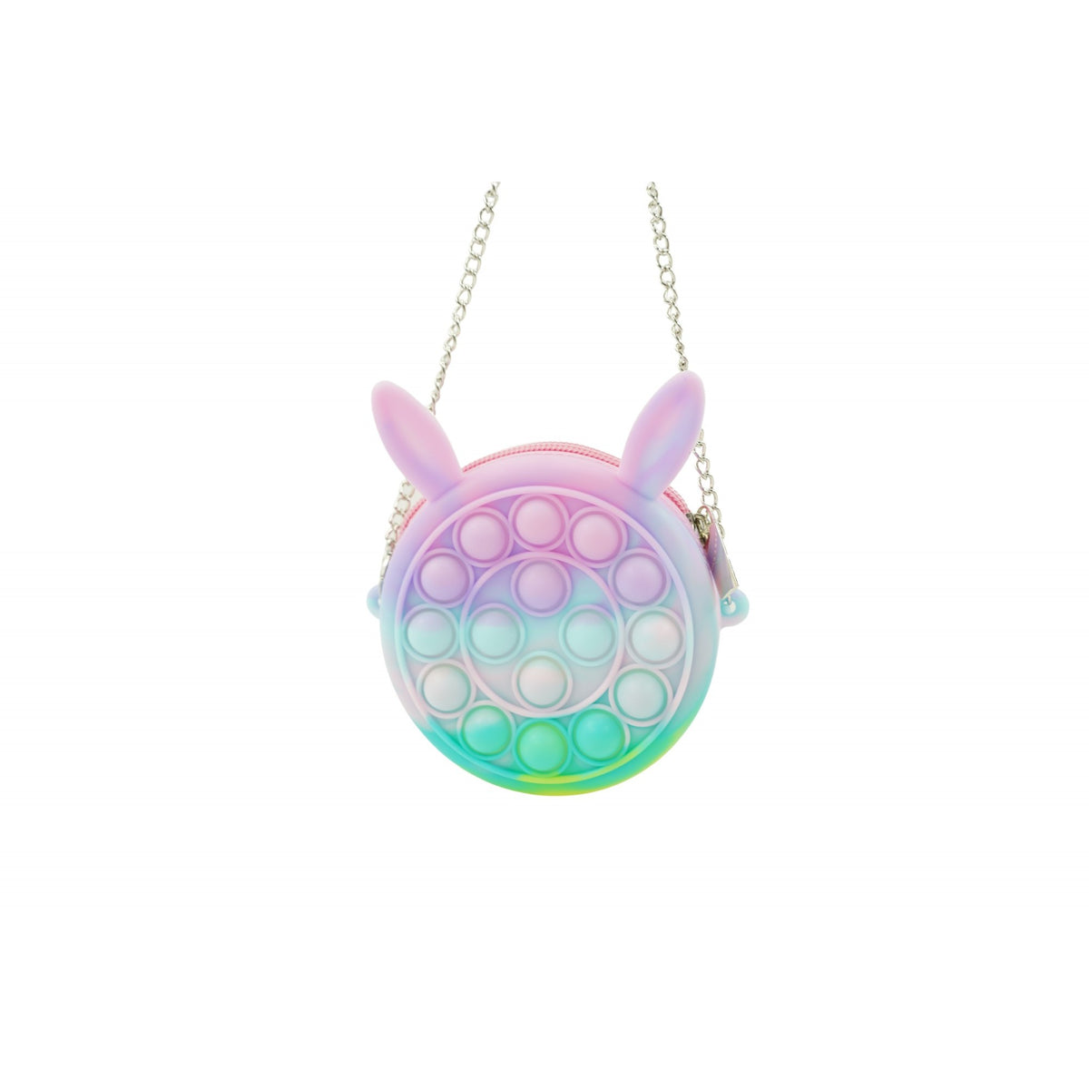 Jucarie antistres din silicon Kaveny, Pop it Now and Flip It ,Mini Geanta, Iepuras, 6 cm, Macarons