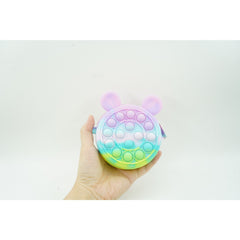 Jucarie antistres din silicon Kaveny, Pop it Now and Flip It ,Mini Geanta, Mickey Mouse, 6 cm, Macarons