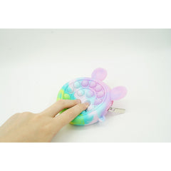 Jucarie antistres din silicon Kaveny, Pop it Now and Flip It ,Mini Geanta, Mickey Mouse, 6 cm, Macarons