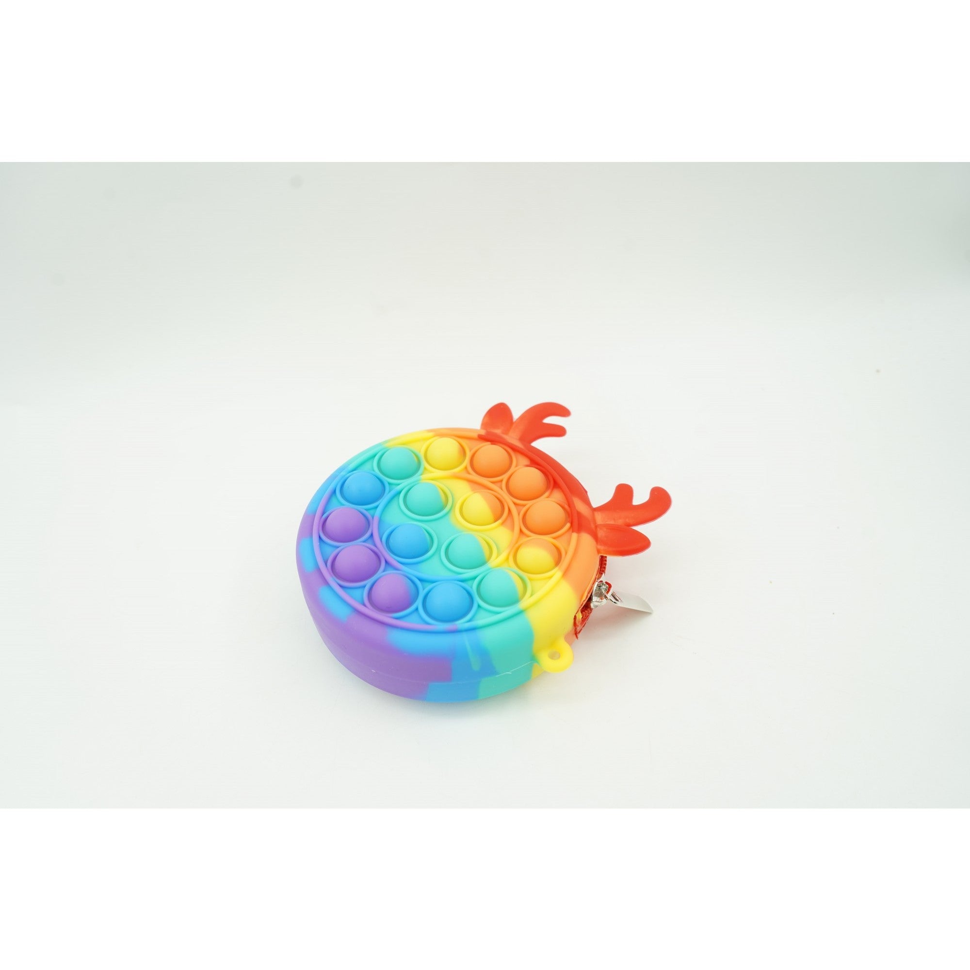 Jucarie antistres din silicon Kaveny, Pop it Now and Flip It ,Mini Geanta, Ren, 6 cm, Curcubeu