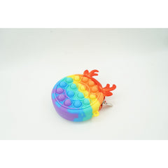 Jucarie antistres din silicon Kaveny, Pop it Now and Flip It ,Mini Geanta, Ren, 6 cm, Curcubeu