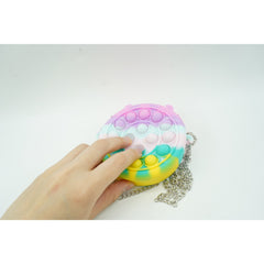 Jucarie antistres din silicon Kaveny, Pop it Now and Flip It ,Mini Geanta, Ren, 6 cm, Macarons