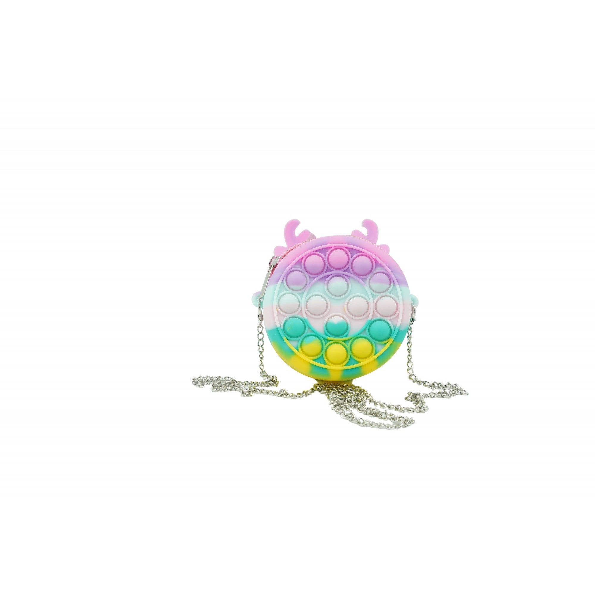 Jucarie antistres din silicon Kaveny, Pop it Now and Flip It ,Mini Geanta, Ren, 6 cm, Macarons