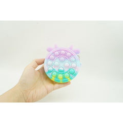 Jucarie antistres din silicon Kaveny, Pop it Now and Flip It ,Mini Geanta, Vacuta, 6 cm, Macarons