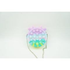 Jucarie antistres din silicon Kaveny, Pop it Now and Flip It ,Mini Geanta, Vacuta, 6 cm, Macarons