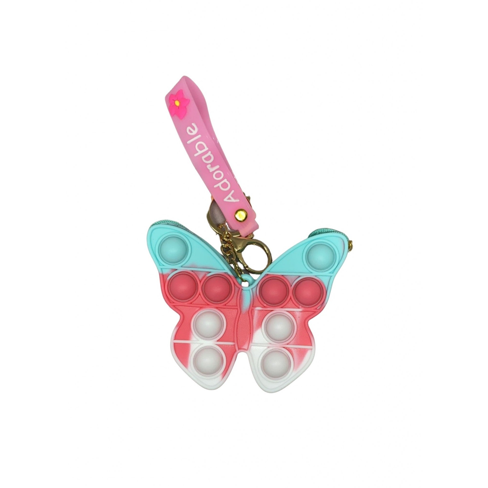 Jucarie antistres din silicon, Kaveny, Pop It Now and Flip It, Portofel fluturas, Bleu/Alb