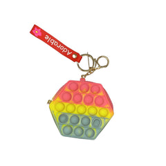 Jucarie antistres din silicon, Kaveny, Pop It Now and Flip It, Portofel hexagon, Roz/Gri