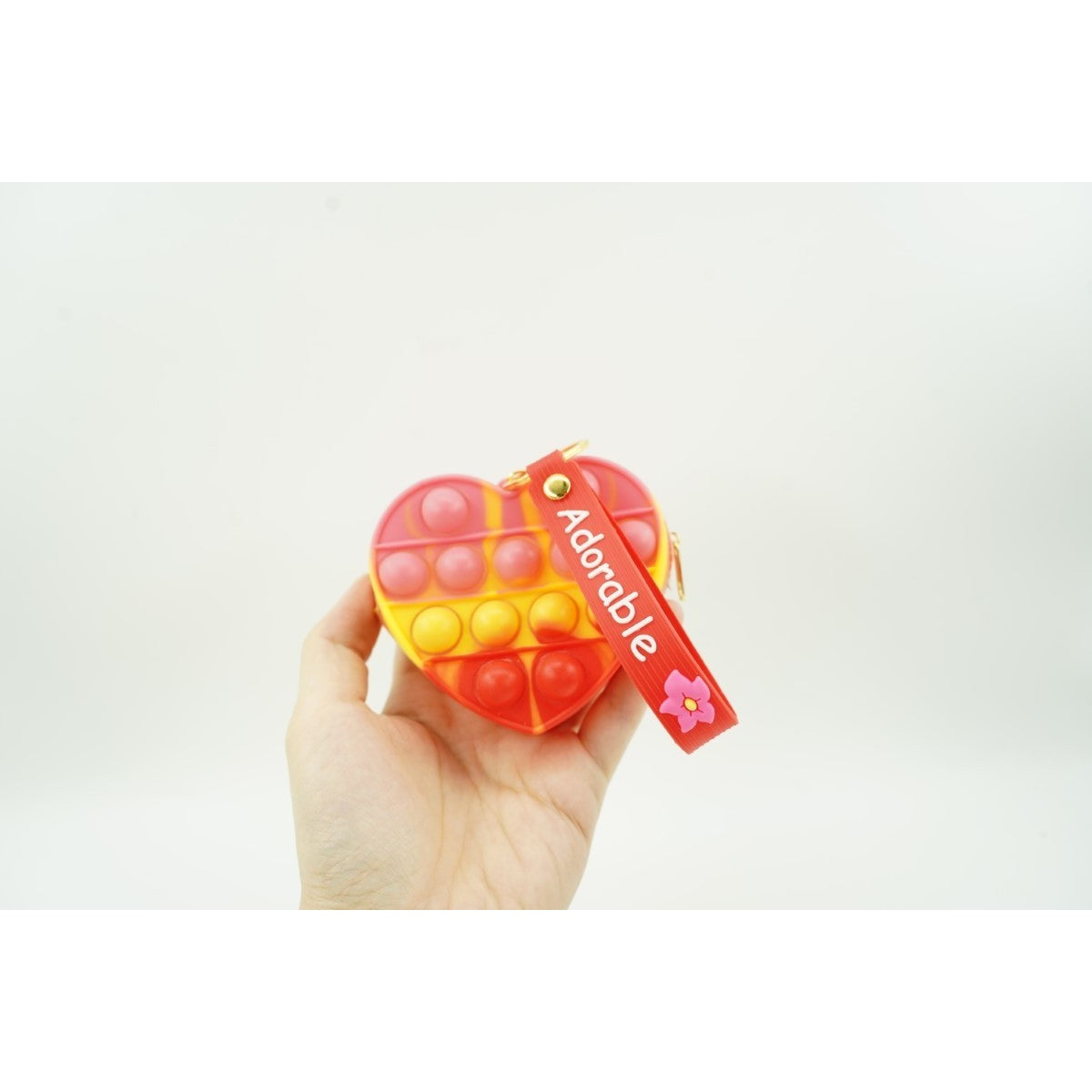 Jucarie antistres din silicon, Kaveny, Pop It Now and Flip It, Portofel inima, Rosu/Galben