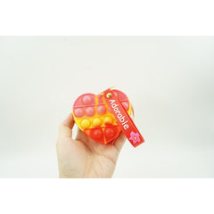 Jucarie antistres din silicon, Kaveny, Pop It Now and Flip It, Portofel inima, Rosu/Galben