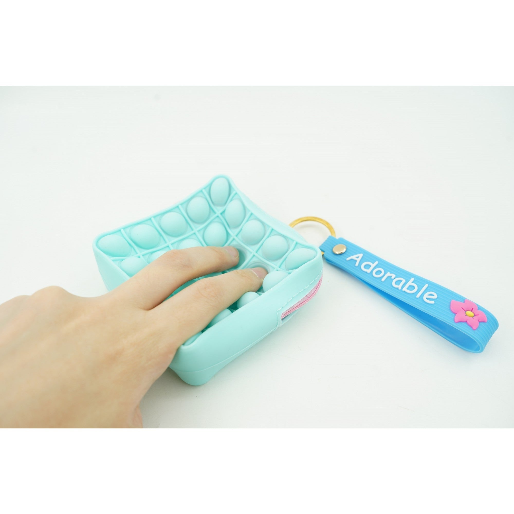 Jucarie antistres din silicon, Kaveny, Pop It Now and Flip It, Portofel patrat, Verde/Bleu