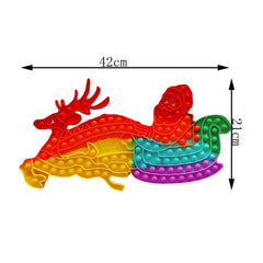Jucarie Antistres, Kaveny, Tip Pop It Now and Flip It, Sania Lui Mos Craciun cu Renul, 42 x 21 cm, Multicolor