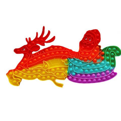 Jucarie Antistres, Kaveny, Tip Pop It Now and Flip It, Sania Lui Mos Craciun cu Renul, 42 x 21 cm, Multicolor
