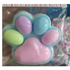 Jucarie Antistres Squishy, Kaveny, cu Revenire Lenta, Labuta de Pisica Pufoasa, 8.5 x 7.5 cm, Ambalaj Transparent, Albastru Roz deschis